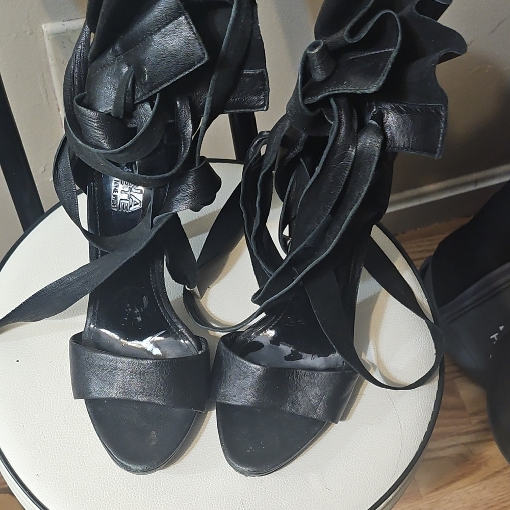 Nine West Black Stiletto Heels with Ankle Straps